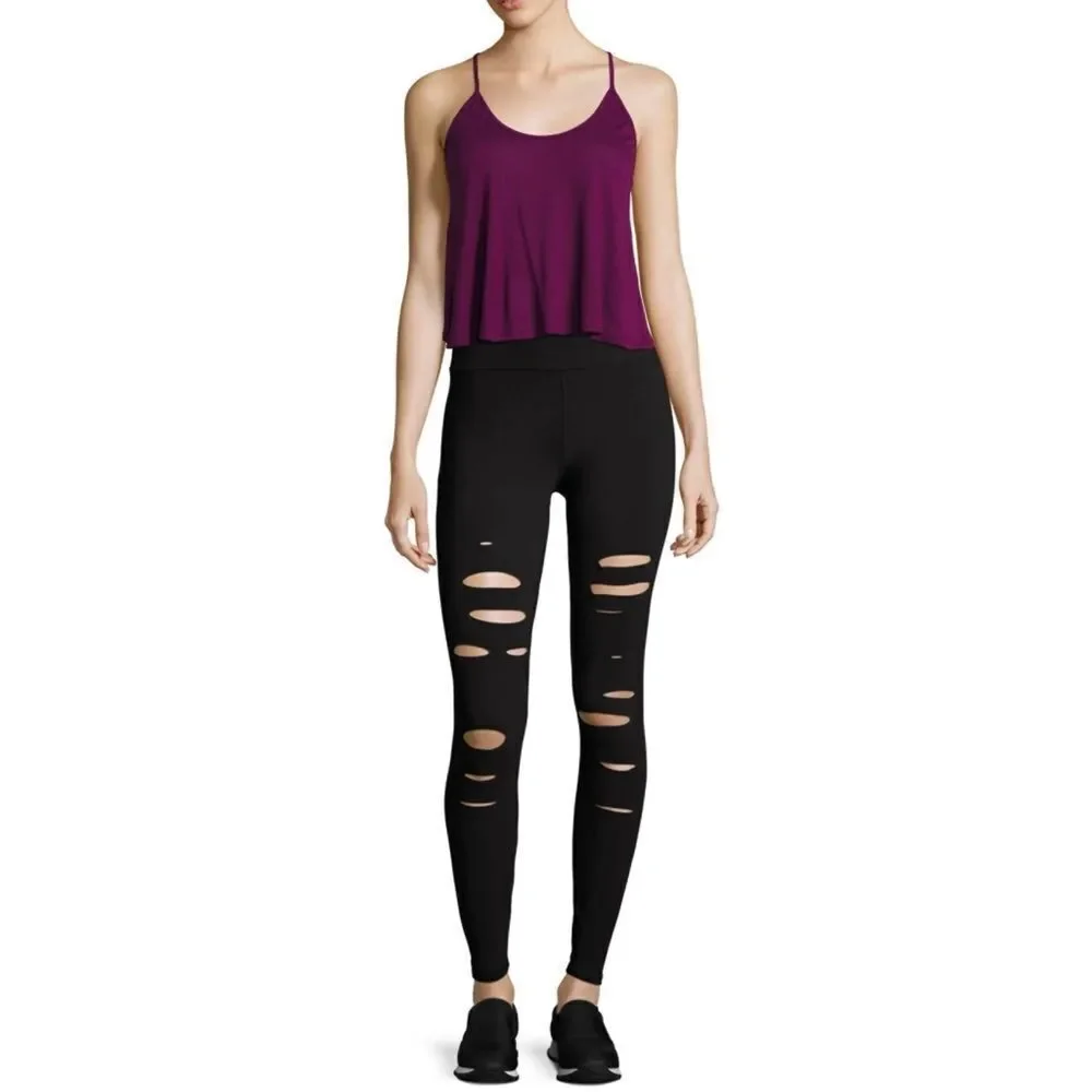 Alo High-Waist Ripped Warrior Legging Black Size Small